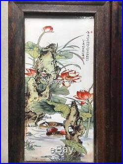 Set 11'' Wucai Porcelain painting Flower bird screen