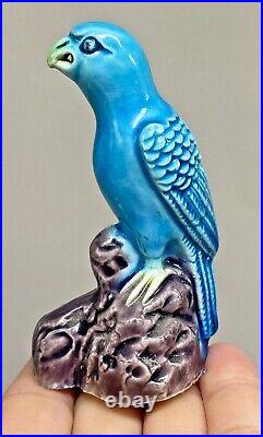 Set 3 Vintage/Antique CHINESE PORCELAIN TURQUOISE Glazed Parrots/Birds
