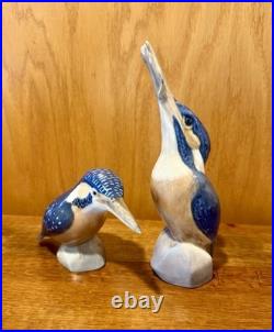 Set Of (2) AUTHENTIC Royal Copenhagen Bird KINGFISHER BIRD Figurine #2257 #3234