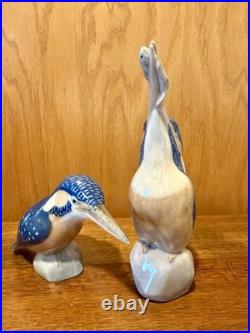 Set Of (2) AUTHENTIC Royal Copenhagen Bird KINGFISHER BIRD Figurine #2257 #3234