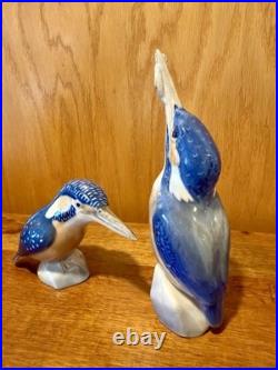 Set Of (2) AUTHENTIC Royal Copenhagen Bird KINGFISHER BIRD Figurine #2257 #3234