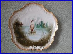 Set Of 4 Limoges Game Bird Plates Handpainted 9 1/4 Scalloped Gold Edges