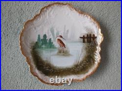 Set Of 4 Limoges Game Bird Plates Handpainted 9 1/4 Scalloped Gold Edges