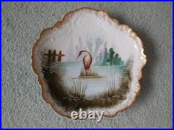 Set Of 4 Limoges Game Bird Plates Handpainted 9 1/4 Scalloped Gold Edges