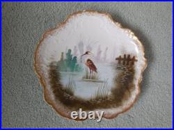 Set Of 4 Limoges Game Bird Plates Handpainted 9 1/4 Scalloped Gold Edges