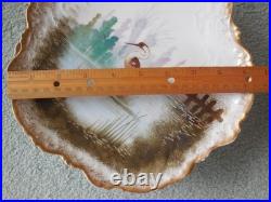 Set Of 4 Limoges Game Bird Plates Handpainted 9 1/4 Scalloped Gold Edges