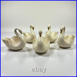 Set of 5 Lenox Swan Candy Trinket Dish Porcelain 24K Gold Trim Hand Decorated