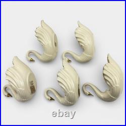 Set of 5 Lenox Swan Candy Trinket Dish Porcelain 24K Gold Trim Hand Decorated