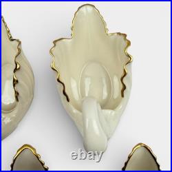 Set of 5 Lenox Swan Candy Trinket Dish Porcelain 24K Gold Trim Hand Decorated