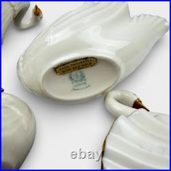 Set of 5 Lenox Swan Candy Trinket Dish Porcelain 24K Gold Trim Hand Decorated