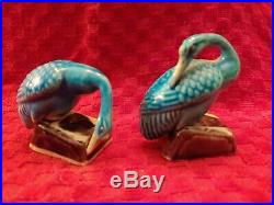 Set of Two Antique CHINESE Turquoise Aubergine PORCELAIN Geese