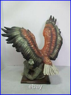 Signed Guiseppe Armani 17 Tall EAGLE with Nest & 2 EAGLETS Sculpture Statue