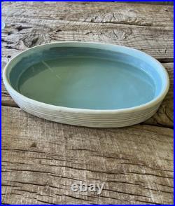 Signed heavy glazed Japanese water bowl basin bird bath 16 X 10 X 2 inches