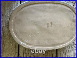 Signed heavy glazed Japanese water bowl basin bird bath 16 X 10 X 2 inches