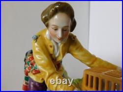 Stunning Antique / Vintage Carl Thieme Dresden Figurine Couple With Bird Cage
