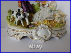 Stunning Antique / Vintage Carl Thieme Dresden Figurine Couple With Bird Cage