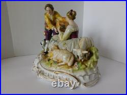 Stunning Antique / Vintage Carl Thieme Dresden Figurine Couple With Bird Cage