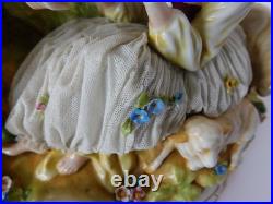 Stunning Antique / Vintage Carl Thieme Dresden Figurine Couple With Bird Cage