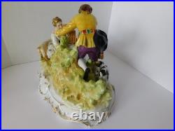 Stunning Antique / Vintage Carl Thieme Dresden Figurine Couple With Bird Cage