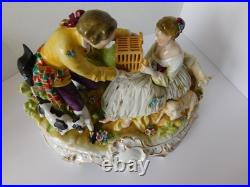 Stunning Antique / Vintage Carl Thieme Dresden Figurine Couple With Bird Cage