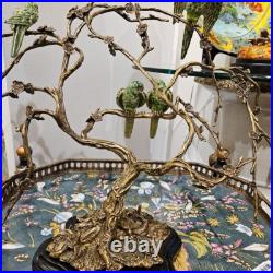 Stunning Porcelain & Bronze Ormolu Birds On Tree Branch Sculpture -18'' X 16''h