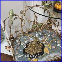 Stunning Porcelain & Bronze Ormolu Birds On Tree Branch Sculpture -18'' X 16''h