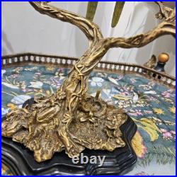 Stunning Porcelain & Bronze Ormolu Birds On Tree Branch Sculpture -18'' X 16''h