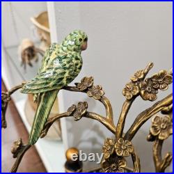 Stunning Porcelain & Bronze Ormolu Birds On Tree Branch Sculpture -18'' X 16''h