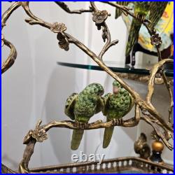 Stunning Porcelain & Bronze Ormolu Birds On Tree Branch Sculpture -18'' X 16''h