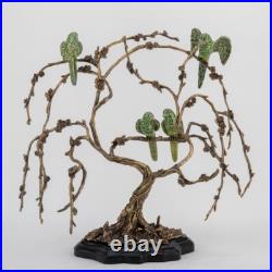 Stunning Porcelain & Bronze Ormolu Birds On Tree Branch Sculpture -18'' X 16''h