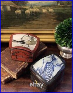Stunning Rare Chinese Qing Porcelain Shard Box Set Two Phoenix Song Bird 20C 4