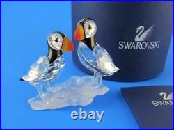 Swarovski NEW Crystal 2 PUFFINS Sea Birds Colored Figurine 261643 COA Statue