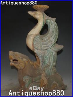 Tang Sancai Pottery Porcelain Pixiu Beast Phoenix Bird Candle Holder Candlestick