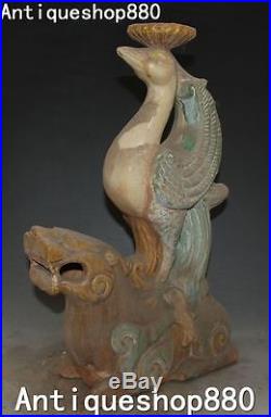 Tang Sancai Pottery Porcelain Pixiu Beast Phoenix Bird Candle Holder Candlestick