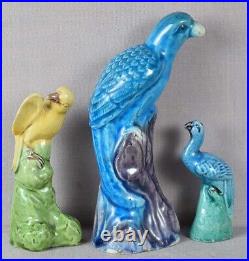 Three 19c Chinese porcelain BIRD sculptures