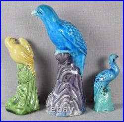 Three 19c Chinese porcelain BIRD sculptures