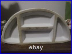 Three piece Antique Porcelain Clock Germany made. Man and woman horse, dog bird