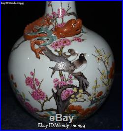 Top Color Porcelain Dragon Pixiu Plum Tree Bird Vase Bottle Flask Jar Jardiniere