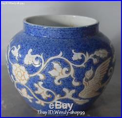 Top Color Porcelain Phoenix Bird Fenghuang Tank Vat Jar Cylinder Crock Statue
