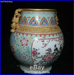 Top Enamel Color Porcelain Gilt Bat Magpie Bird Flower Vase Bottle Pot Cylinder