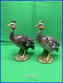 UGO Zaccagnini Signed & Numbered Pair Of Guinea Fowl Italy Hen Bird Porcelain