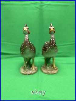 UGO Zaccagnini Signed & Numbered Pair Of Guinea Fowl Italy Hen Bird Porcelain
