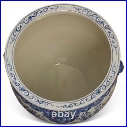 US SELLER 23 Inch Blue White Porcelain Bird Flower Oriental Fishbowl Planter