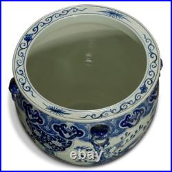 US Seller 19 Inch Blue White Porcelain Bird Flower Chinese Fishbowl Planter