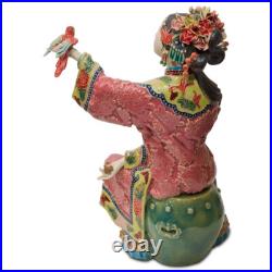 US Seller Chinese Porcelain Figurine, Lady with Bird