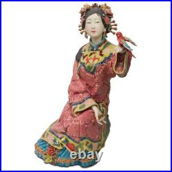 US Seller Chinese Porcelain Figurine, Lady with Bird