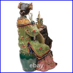 US Seller Chinese Porcelain Figurine, Lady with Bird Cage