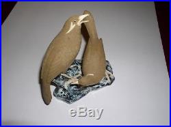 Unique Chinese Mud Clay Porcelain bird pair Sculpture Carving Intricate Detail