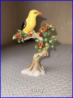 Unique Golden Oriole Perched On A Cherry Tree Sitzendorf Porcelain Bird Figurine