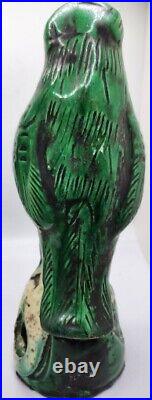 Unique Pair of Antique Chinese Birds, Green Glazed Pottery